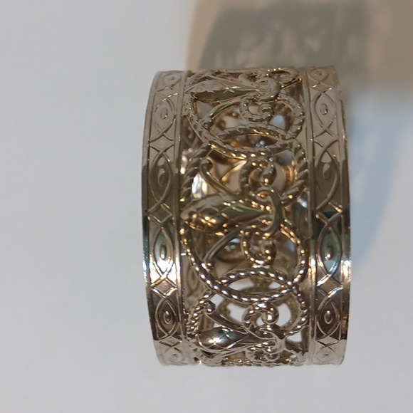 Vintage Kemp and Beatley Fleur Delis Filigree Napkin Ring Set of 6 L@@K! - Picture 2 of 12